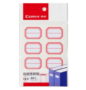 齐心 自粘性标贴 12张 8枚 23*33mm  C6504 蓝色框/C6503 红色框 标签贴